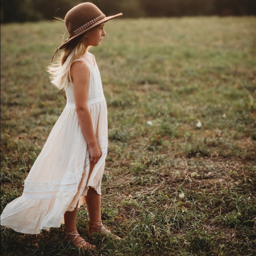Girls Joyfolie cream and white high-low dress